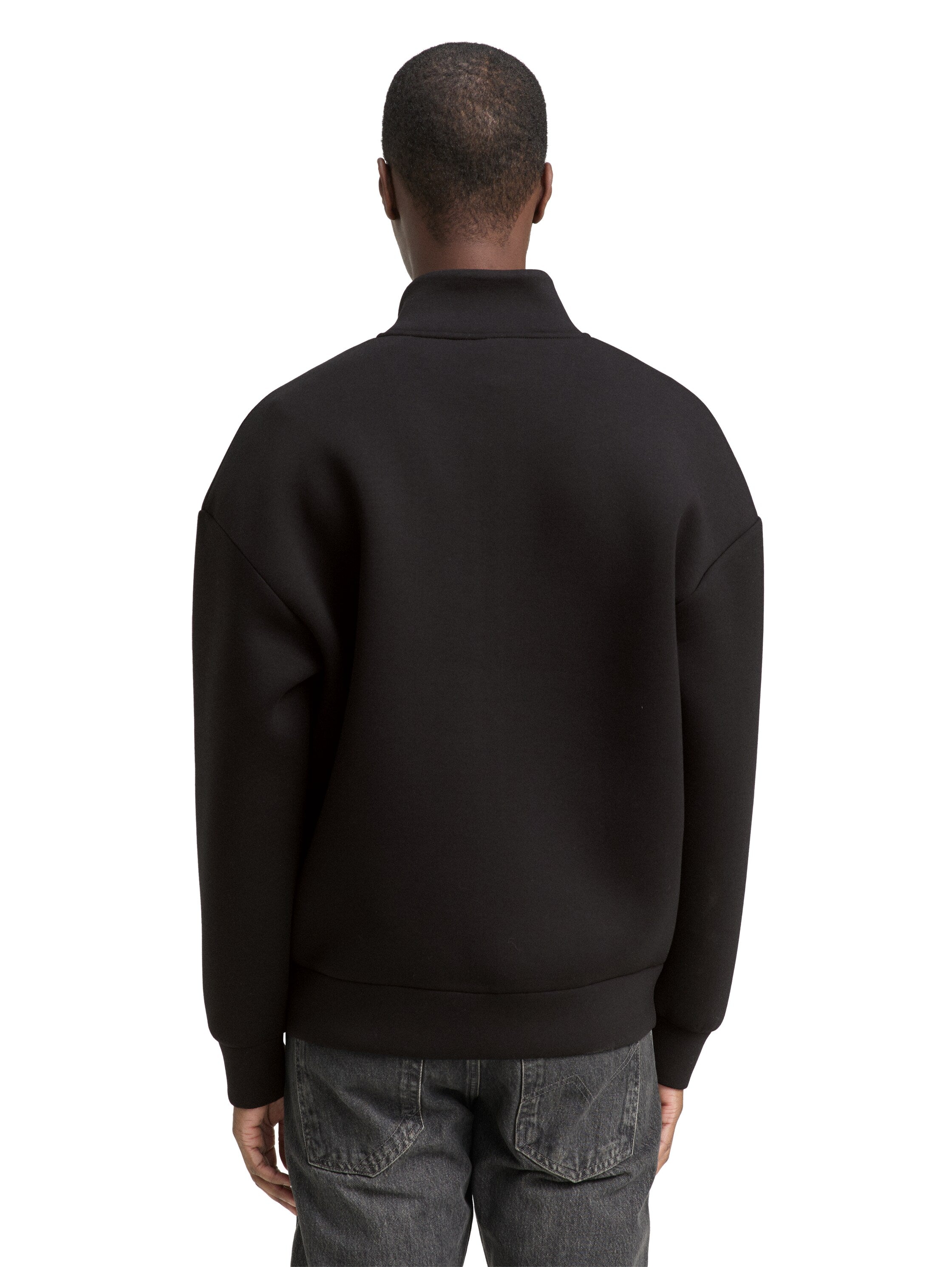 Tom Tailor Denim Male Sweatshirtjacke Relaxed Fit Stehkragen Scuba-Stoff