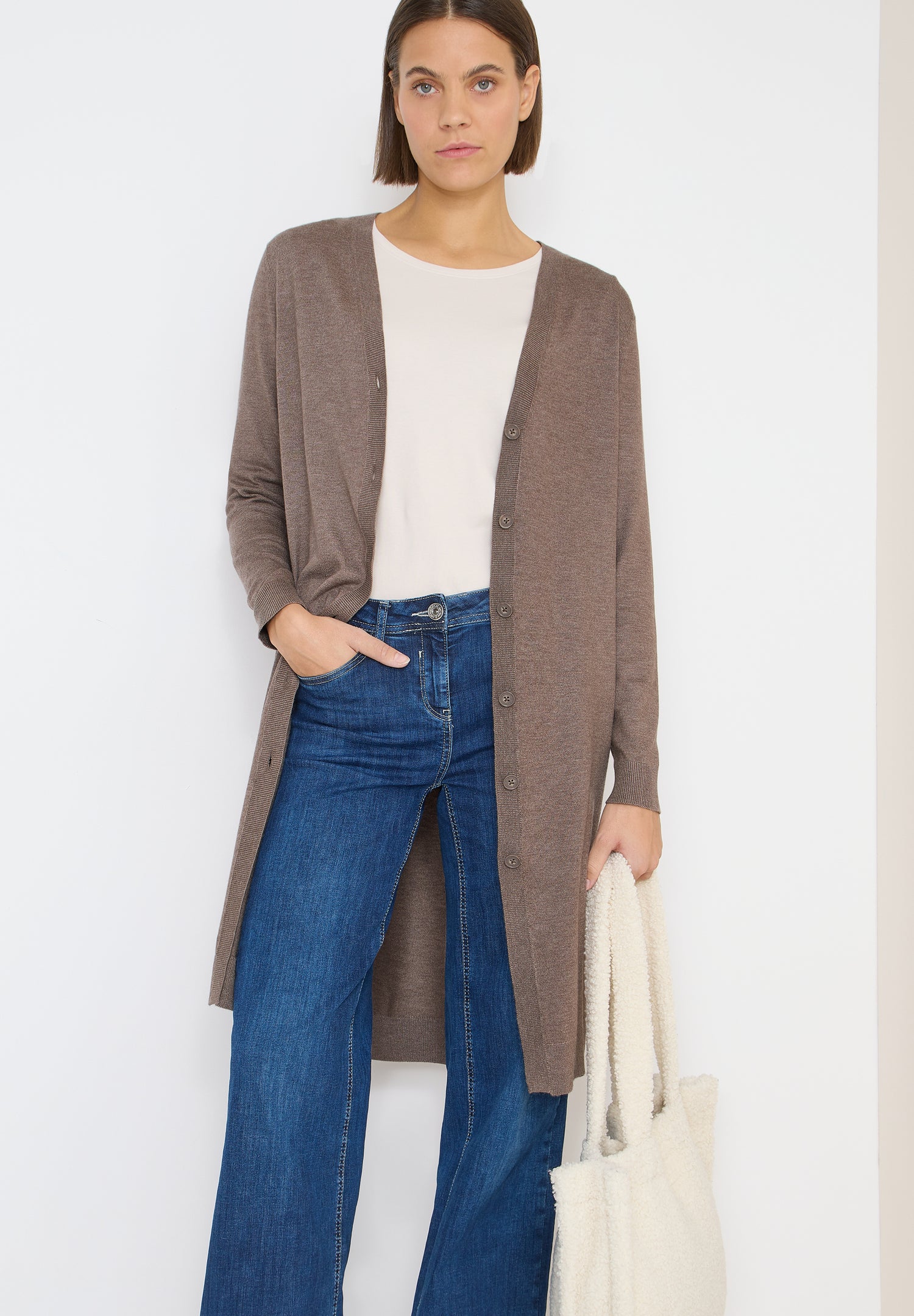 CECIL Damen Cardigan Langarm V-Ausschnitt Strickjacke