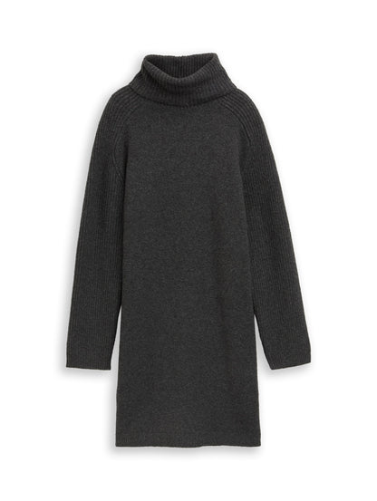 Rollkragen Strickkleid Damen Kurz Wollanteil