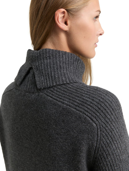 Rollkragen Strickkleid Damen Kurz Wollanteil