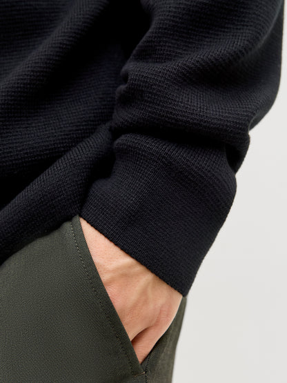 Basic Herren Strickpullover Rollkragen Langarm Locker geschnitten 100 % Baumwolle