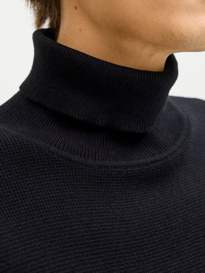 Basic Herren Strickpullover Rollkragen Langarm Locker geschnitten 100 % Baumwolle