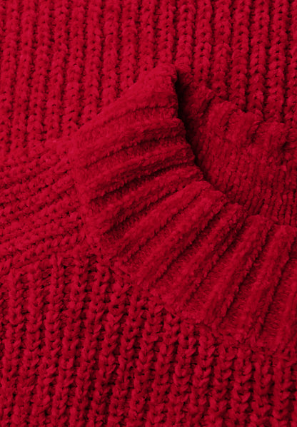 Street One Damen Strickpullover Rundhalsausschnitt Langarm Kuschelige Chenille-Qualität