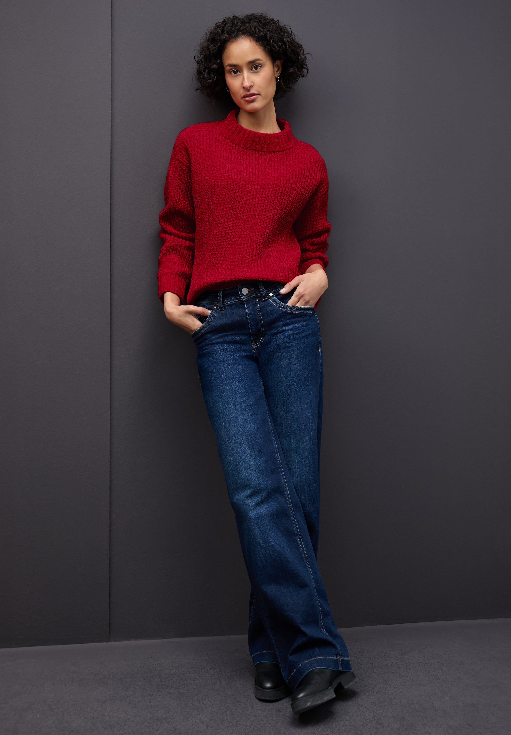 Street One Damen Strickpullover Rundhalsausschnitt Langarm Kuschelige Chenille-Qualität