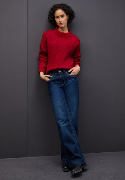 Street One Damen Strickpullover Rundhalsausschnitt Langarm Kuschelige Chenille-Qualität