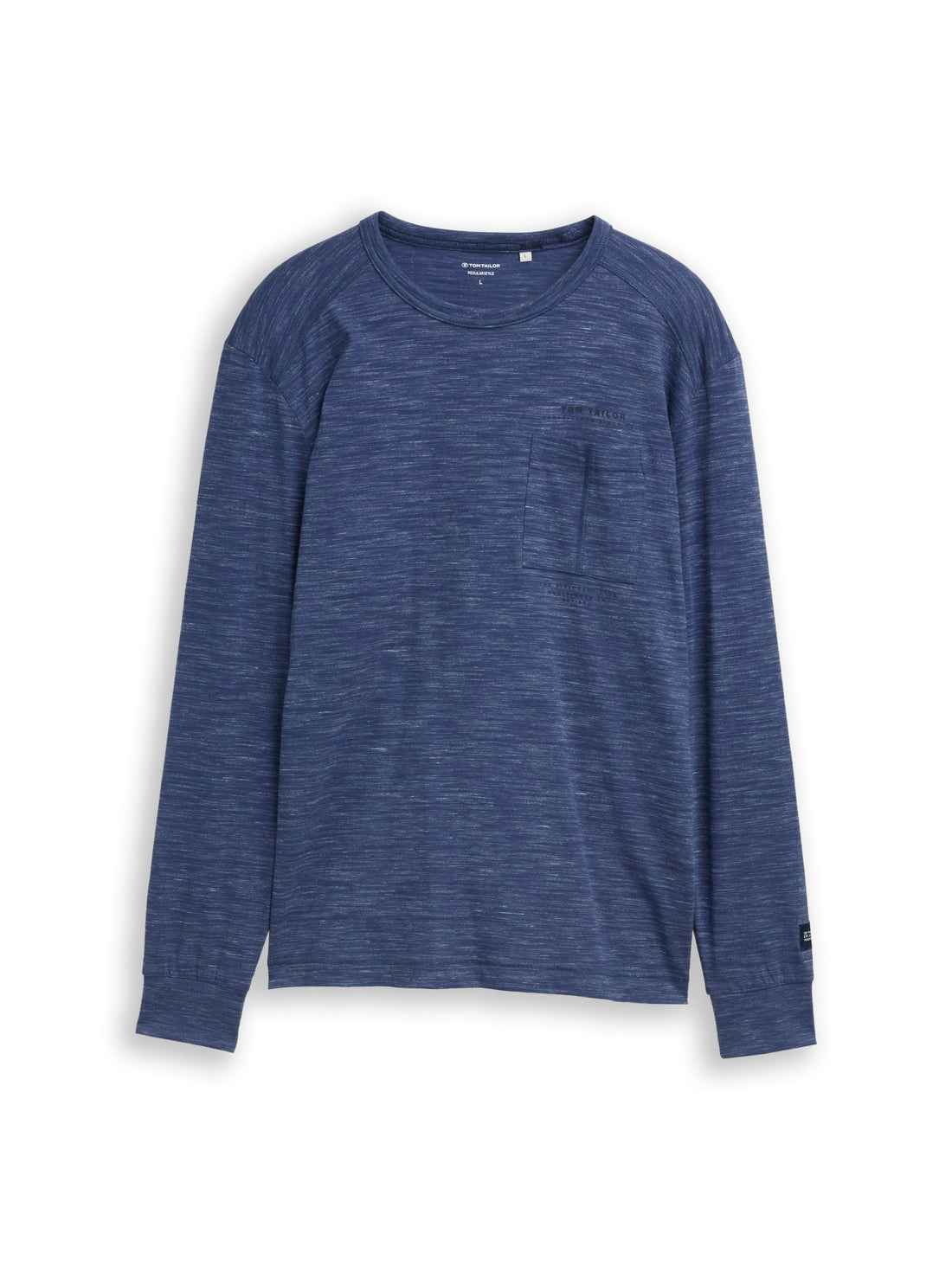 Tom Tailor Denim Herren Longsleeve mit Brusttasche Logo-Print Single-Jersey