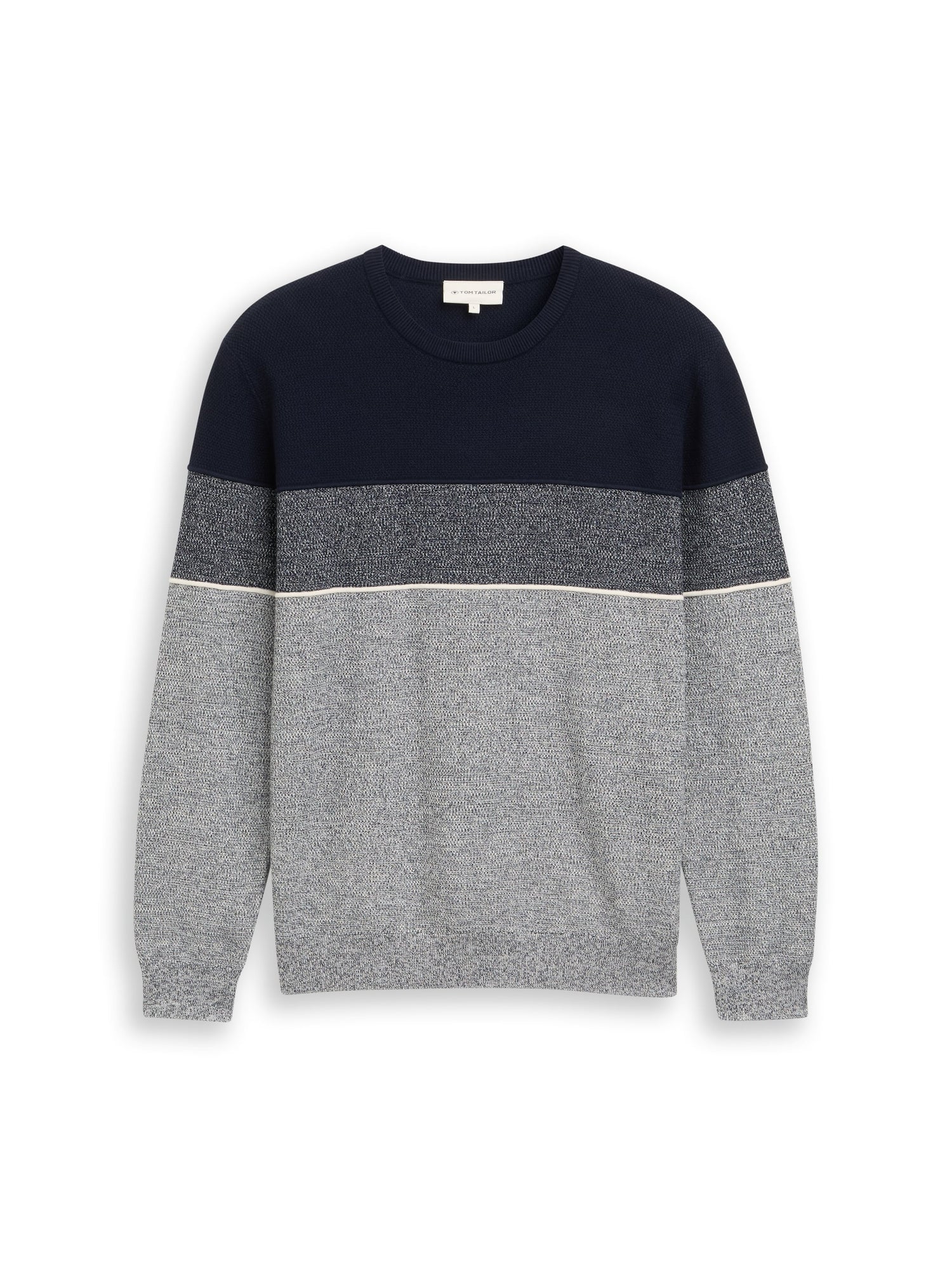Tom Tailor Denim Herren Pullover Rundhalsausschnitt Colour Blocking Baumwolle