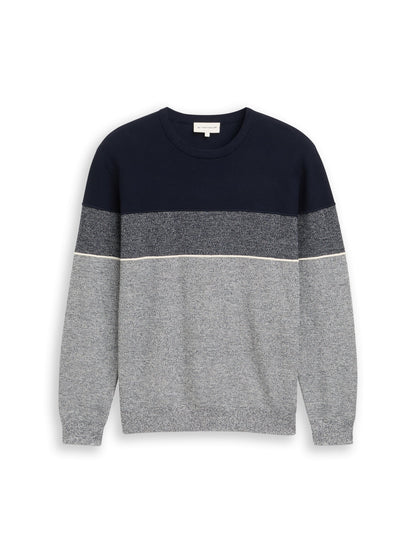 Tom Tailor Denim Herren Pullover Rundhalsausschnitt Colour Blocking Baumwolle