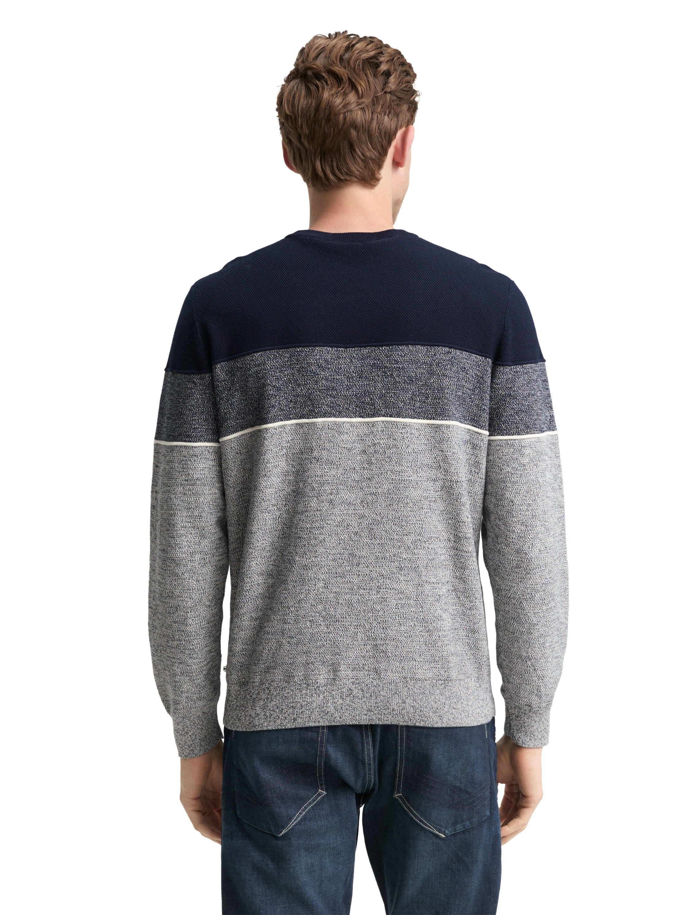 Tom Tailor Denim Herren Pullover Rundhalsausschnitt Colour Blocking Baumwolle