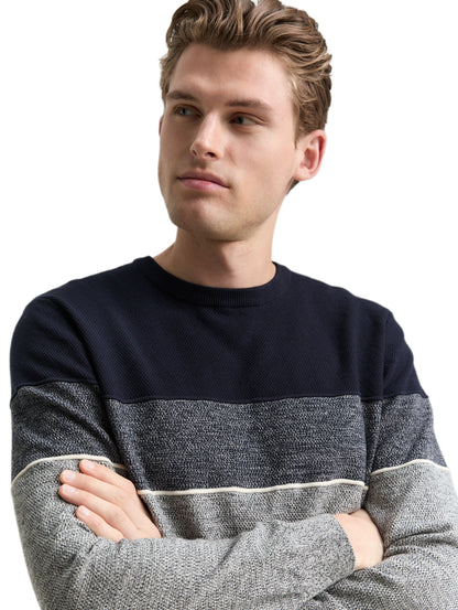 Tom Tailor Denim Herren Pullover Rundhalsausschnitt Colour Blocking Baumwolle