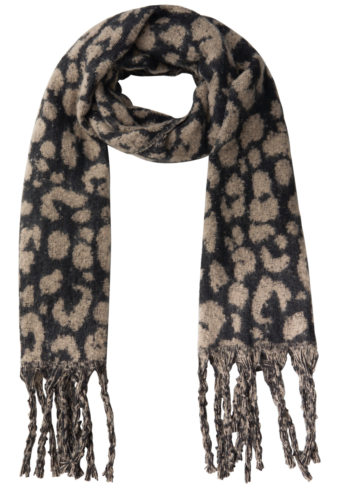 Street One Damen Schal Leo-Muster Fransen Kuschelig