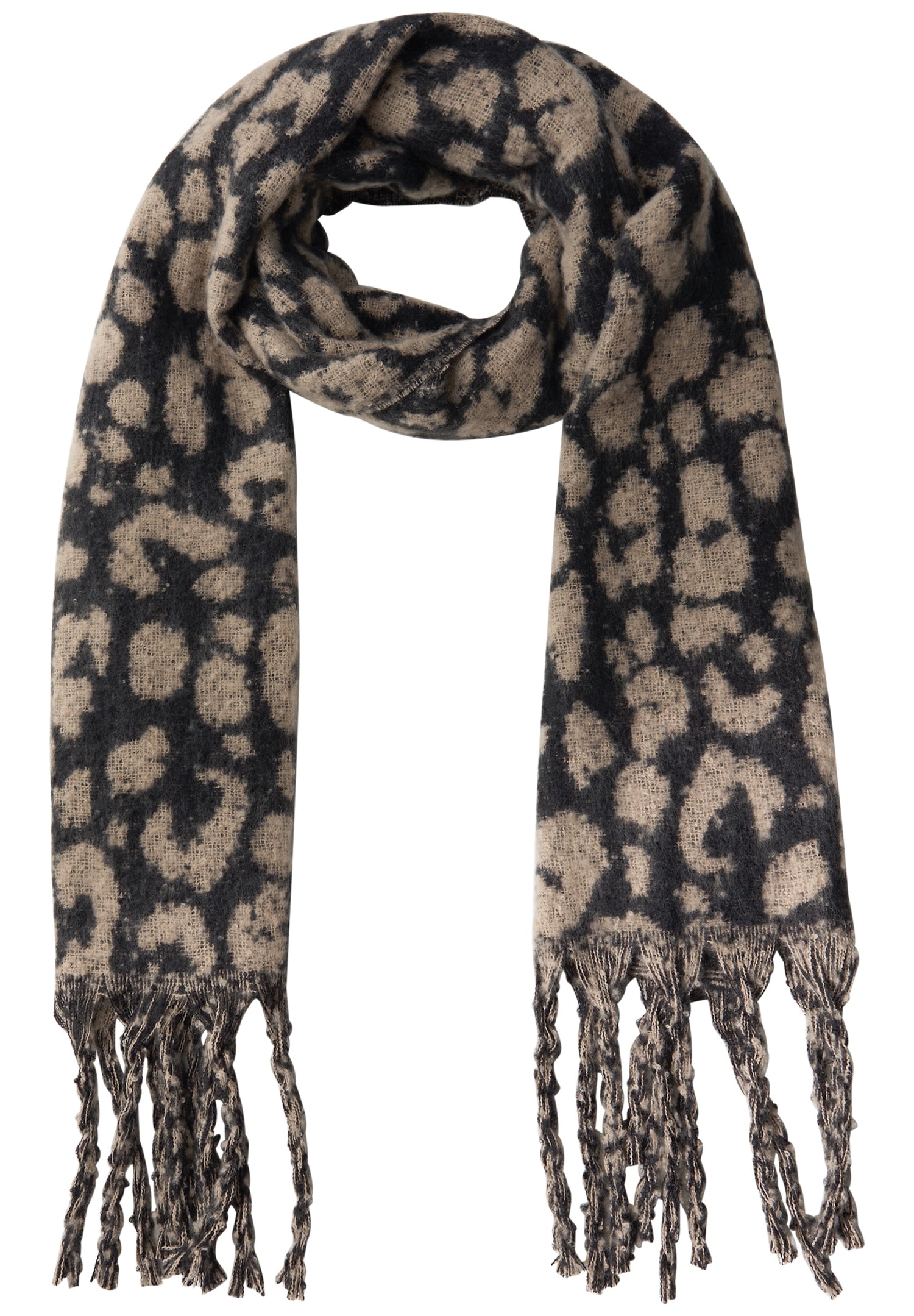 Street One Damen Schal Leo-Muster Fransen Kuschelig