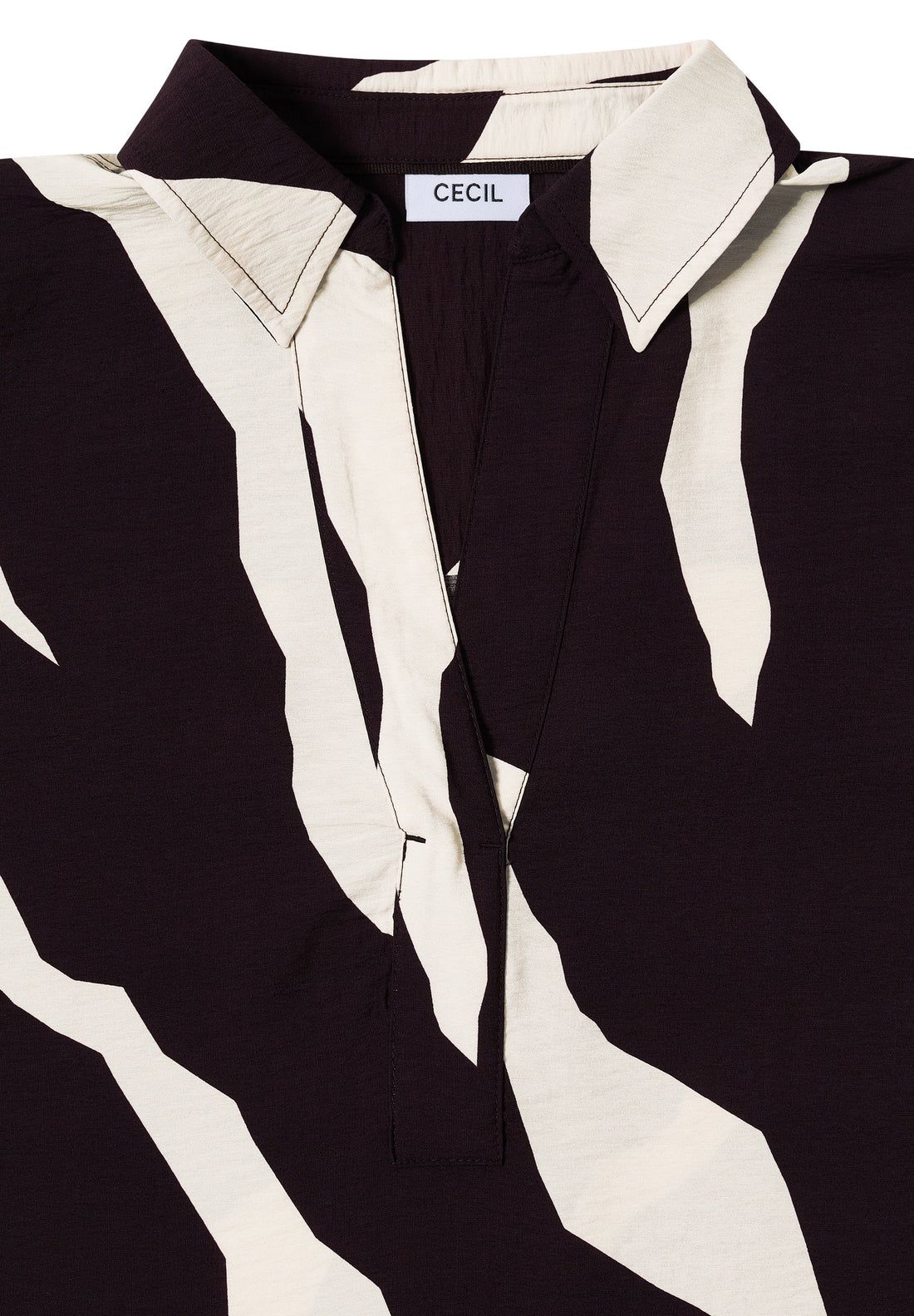 CECIL Damen Bluse Langarm Hemdkragen Grafisches Muster Soft Wave