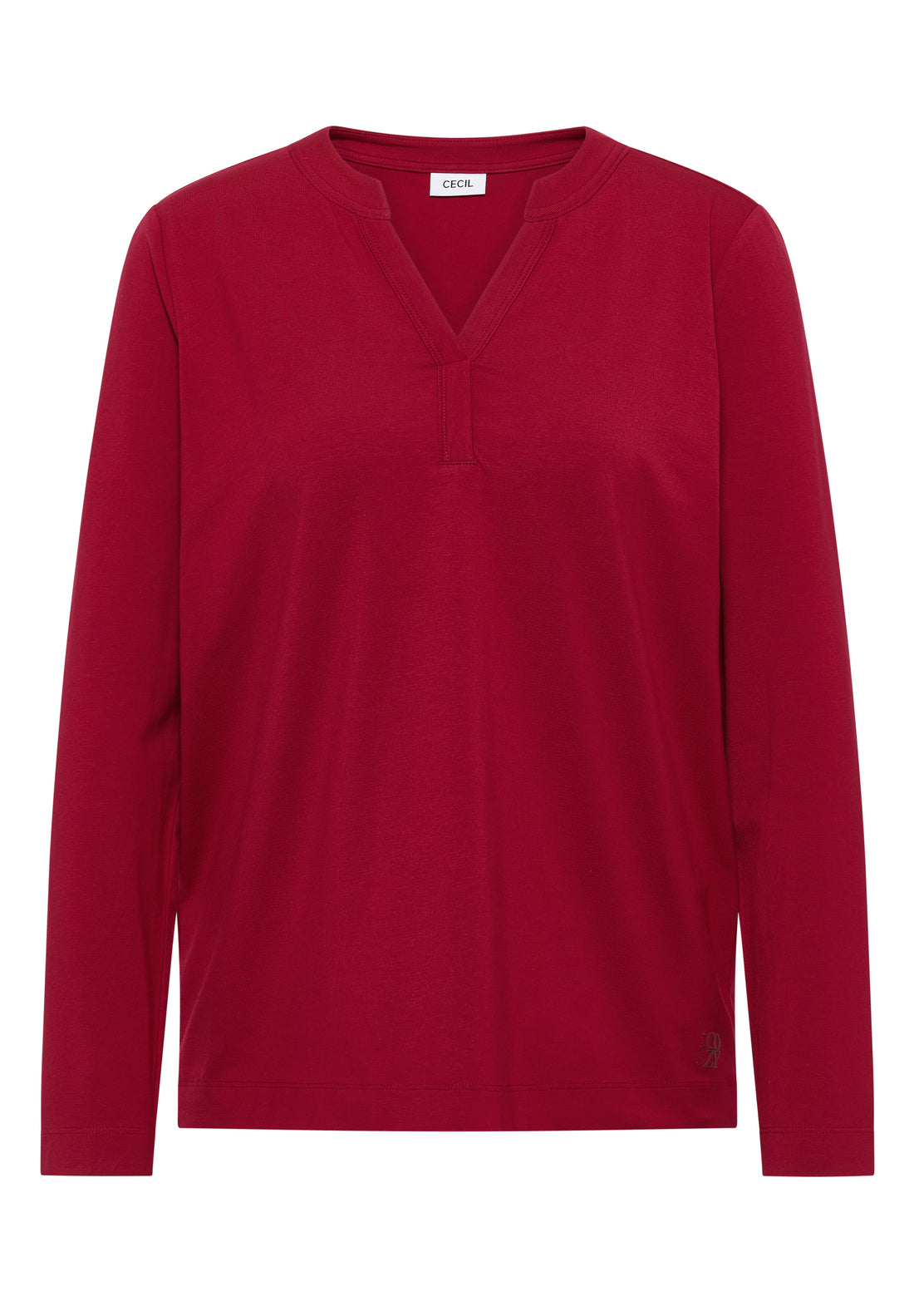 CECIL Damen Tunika-Shirt Split Neck Langarm Baumwoll-Modal