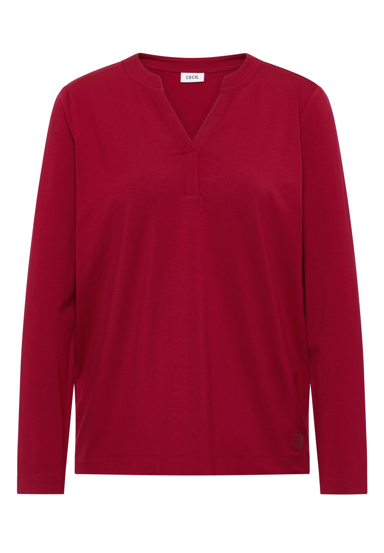 CECIL Damen Tunika-Shirt Split Neck Langarm Baumwoll-Modal