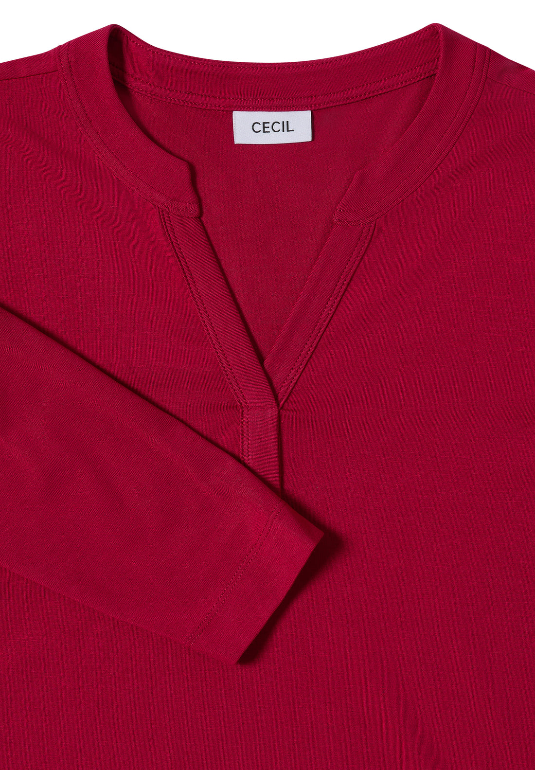 CECIL Damen Tunika-Shirt Split Neck Langarm Baumwoll-Modal