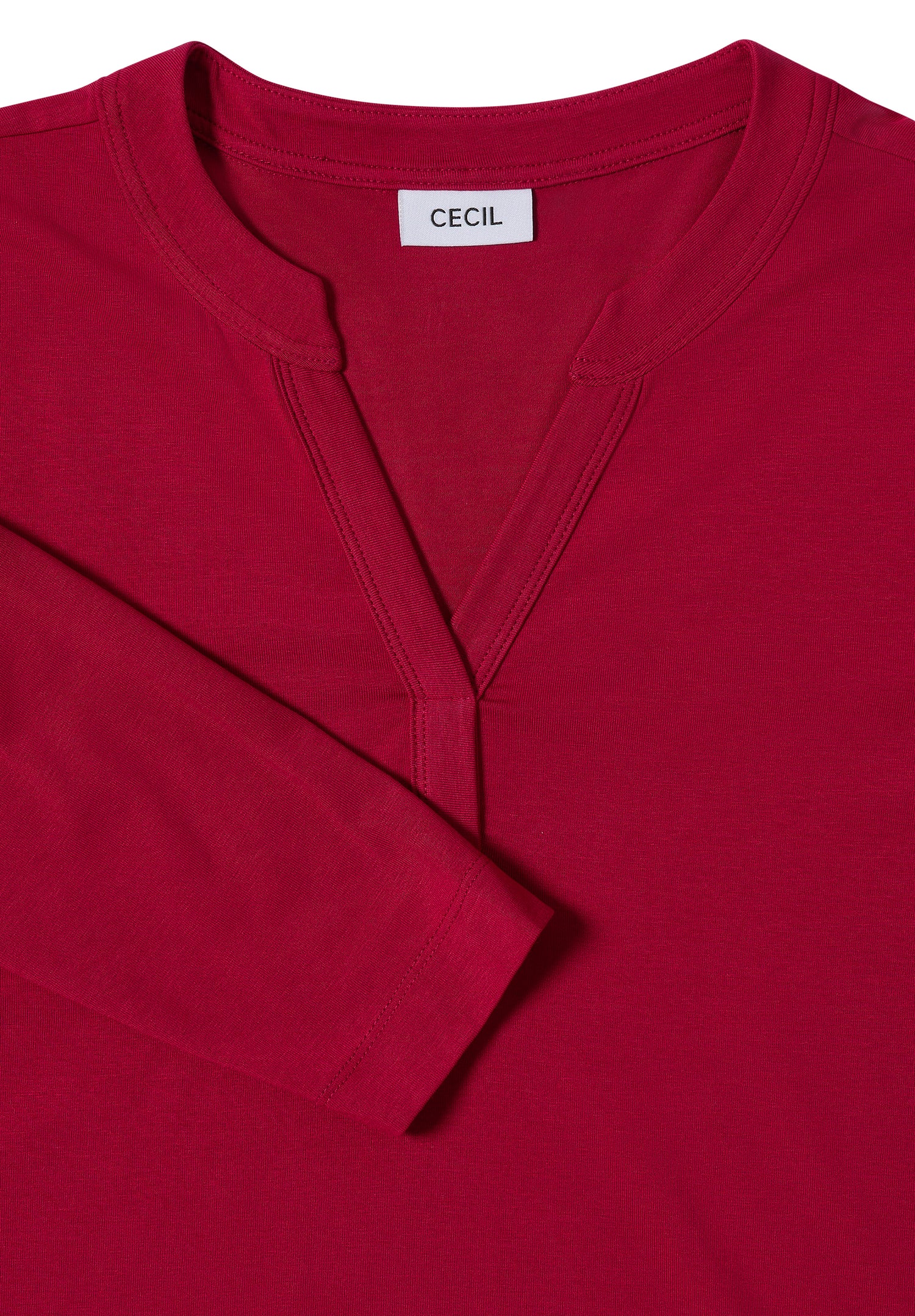 CECIL Damen Tunika-Shirt Split Neck Langarm Baumwoll-Modal