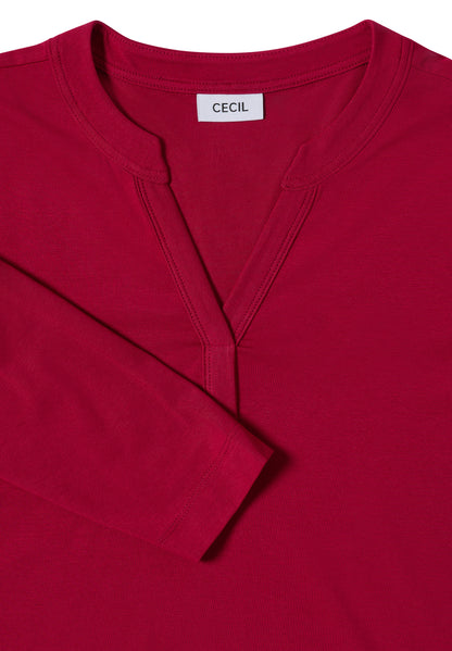 CECIL Damen Tunika-Shirt Split Neck Langarm Baumwoll-Modal