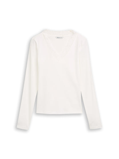 Tom Tailor Denim Female Longsleeve Shirt mit Spitze