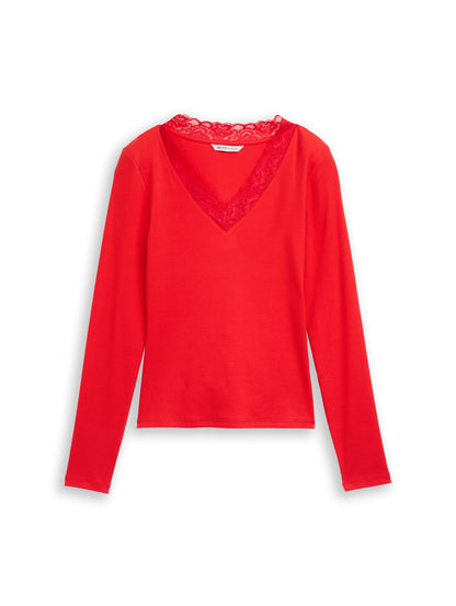 Tom Tailor Denim Female Longsleeve Shirt mit Spitze