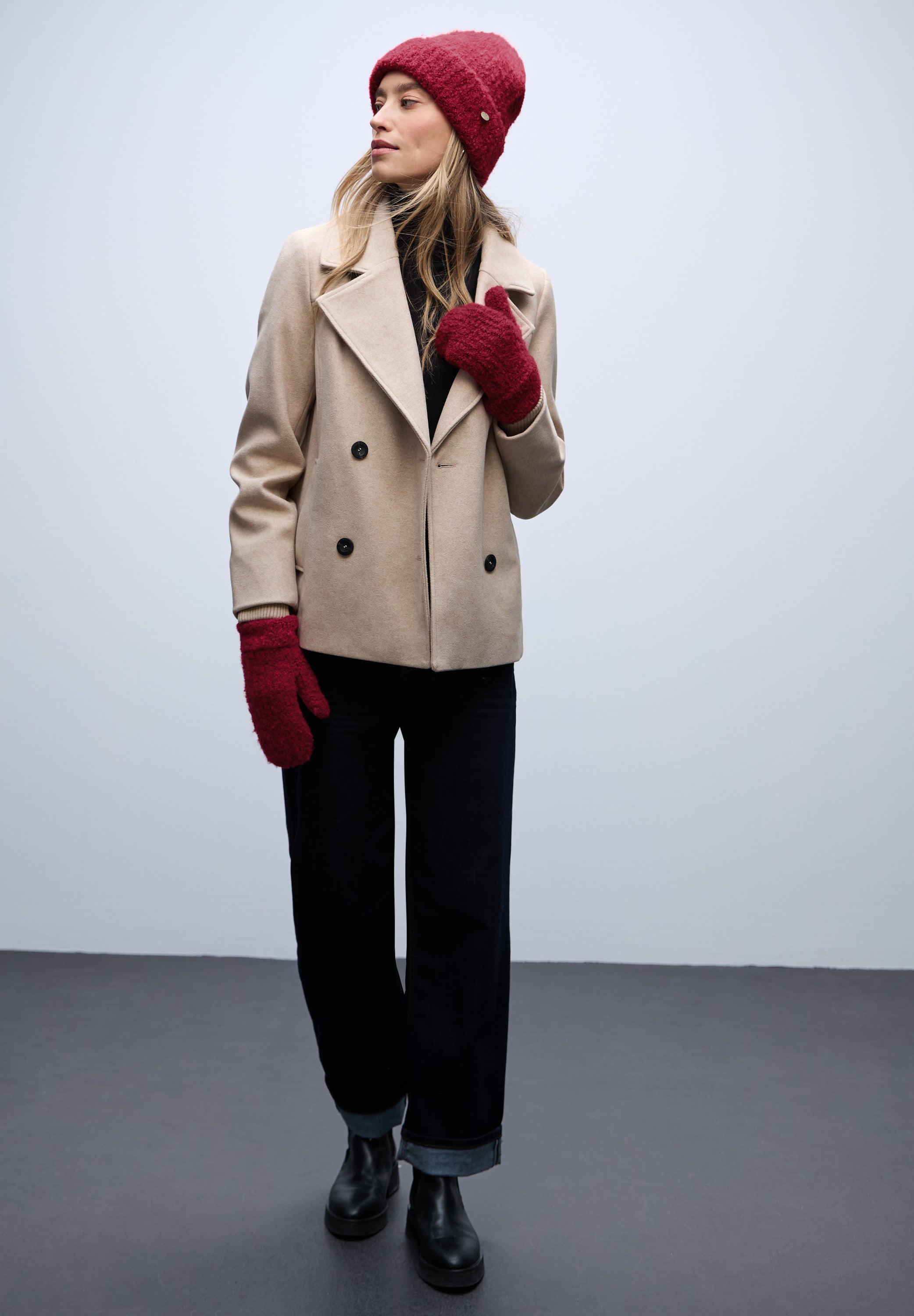 Street One Damen Fäustlinge Bouclé Struktur Angenehmer Tragekomfort