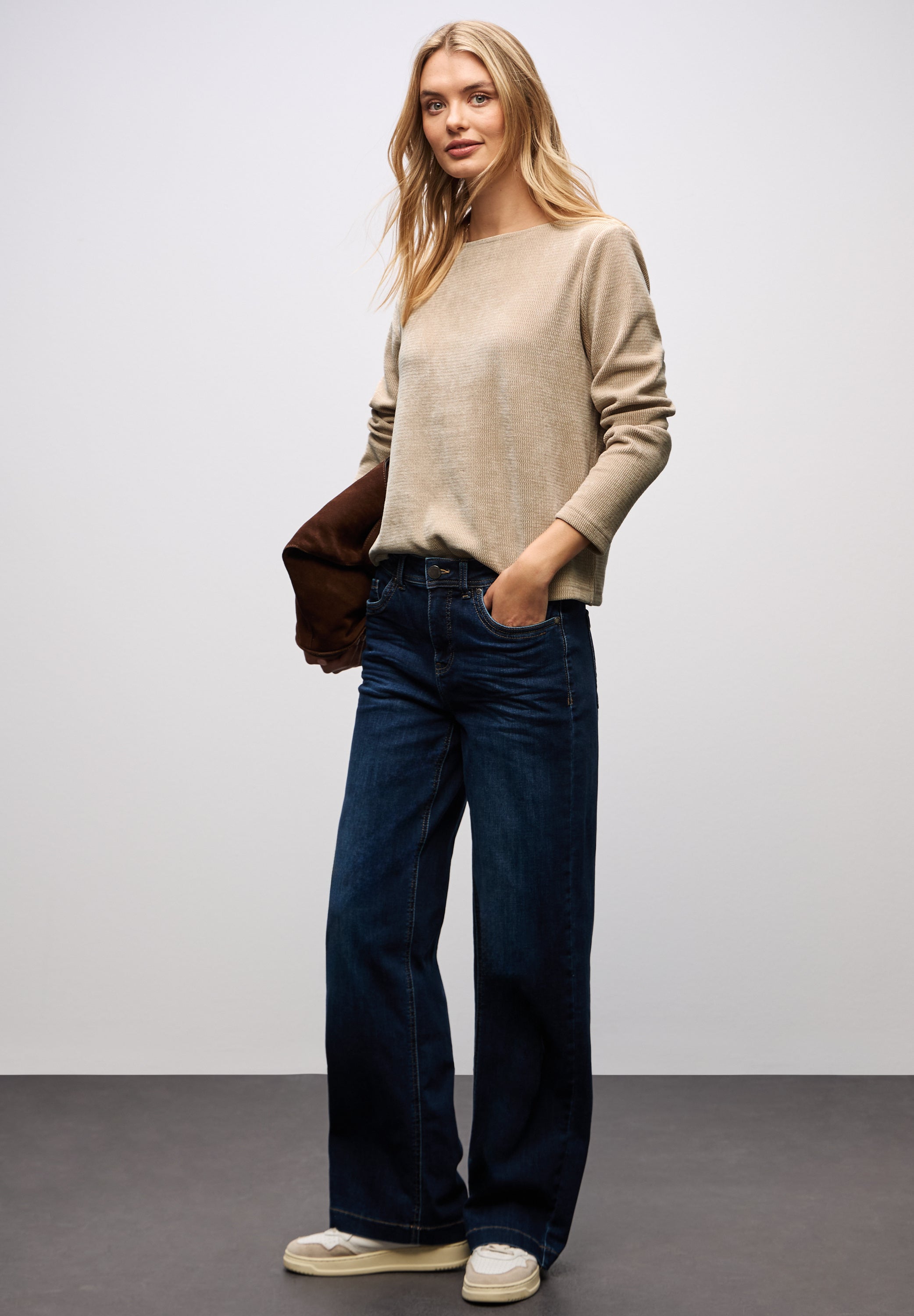 Street One Damen Langarmshirt U-Boot-Ausschnitt Weich