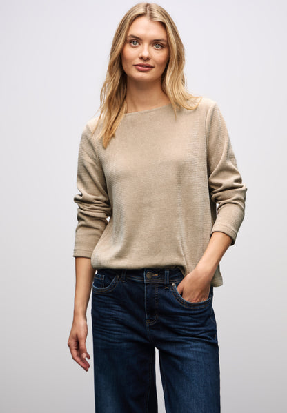 Street One Damen Langarmshirt U-Boot-Ausschnitt Weich