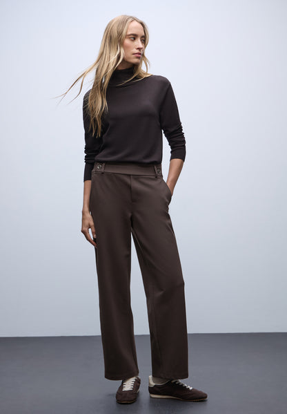 Street One Damen Straight Leg Hose Knopfdetail Stretchanteil