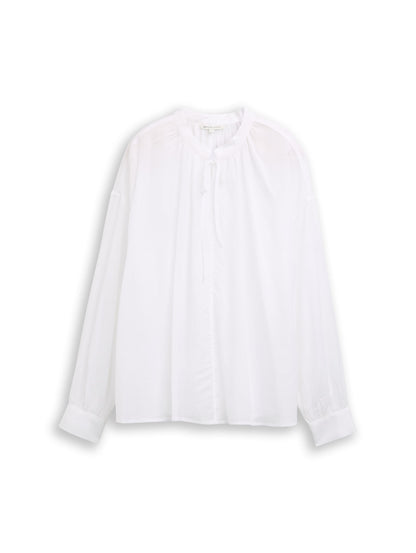 Tom Tailor Denim Female Bluse mit Schleifen-Detail am Kragen Weite Passform