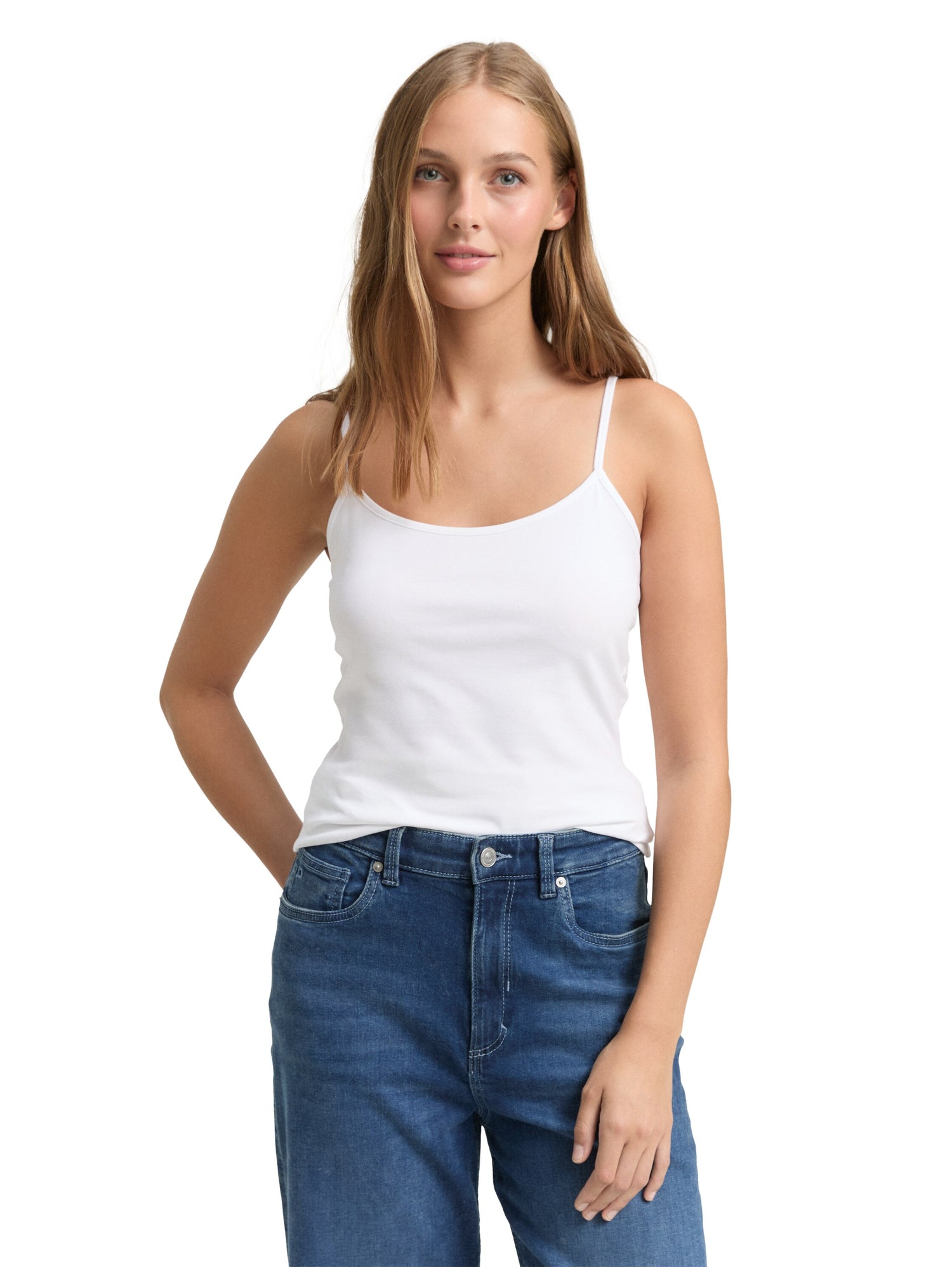 Tom Tailor Basic Top Damen Spaghettiträger Baumwolle Stretch