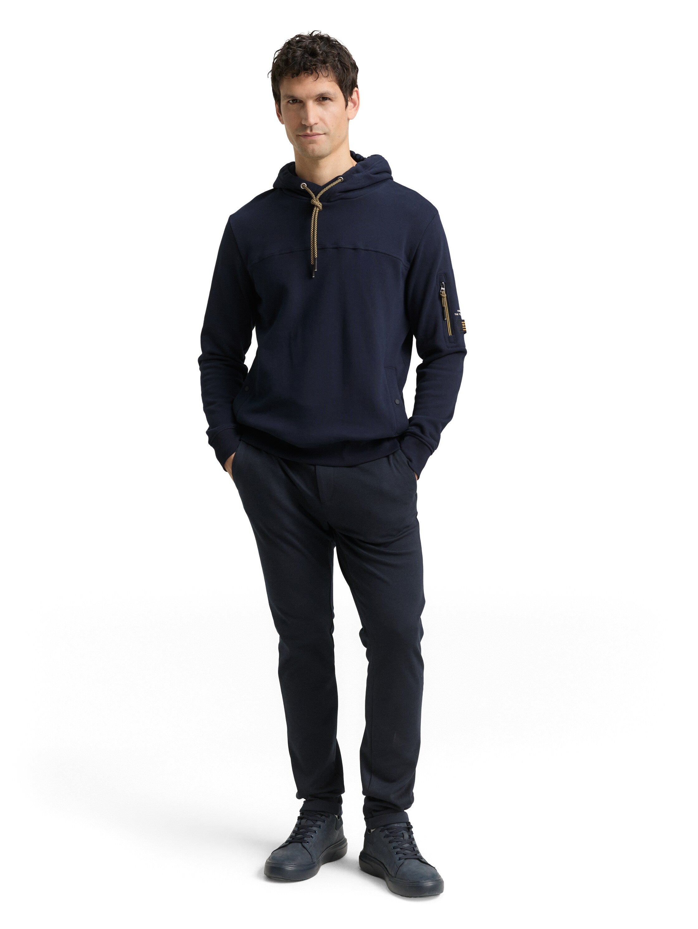 Tom Tailor Denim Male Erwachsene Hoodie Sweatshirt mit Kordelzug und Reißverschlusstasche