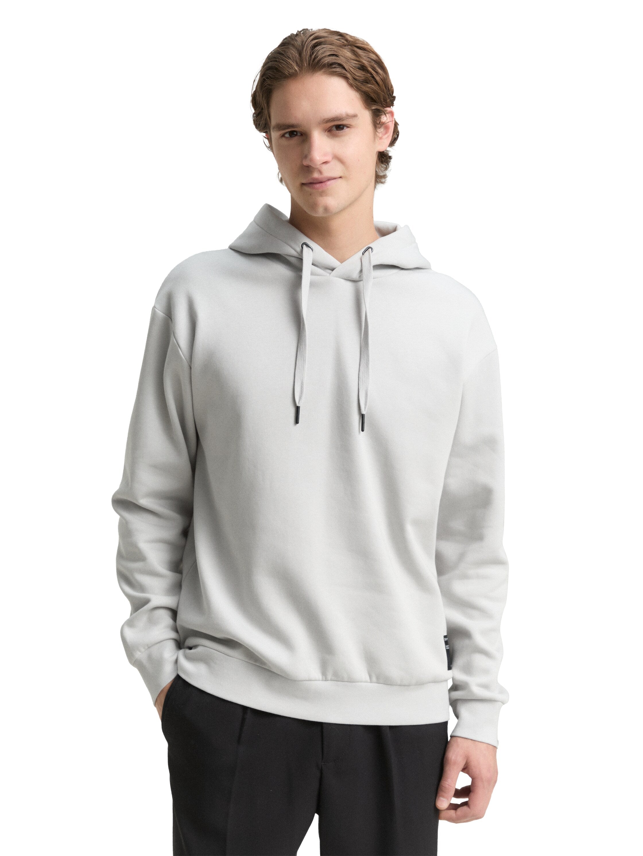 Tom Tailor Denim Herren Hoodie Sweatshirt mit Kordelzug und Logo-Badge