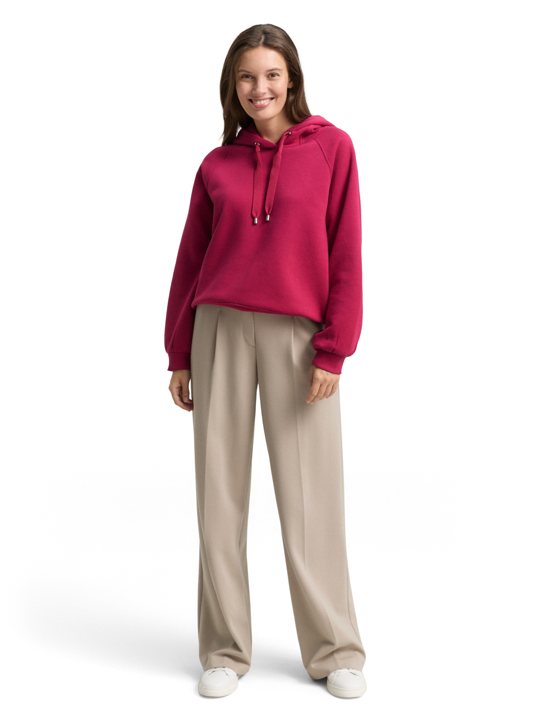 Tom Tailor Denim Female Hoodie Sweatshirt mit Kordelzug und Logoschriftzug