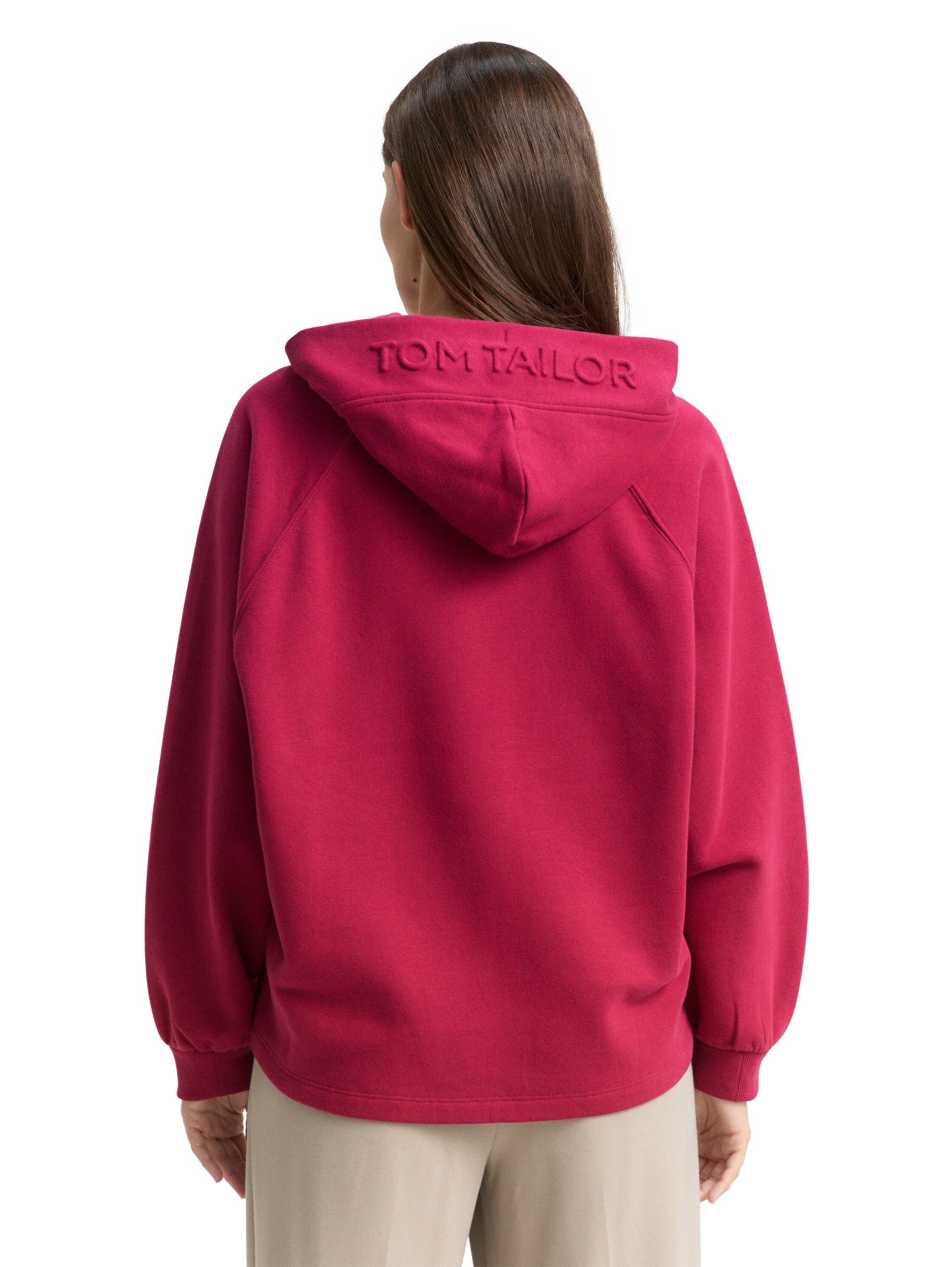 Tom Tailor Denim Female Hoodie Sweatshirt mit Kordelzug und Logoschriftzug