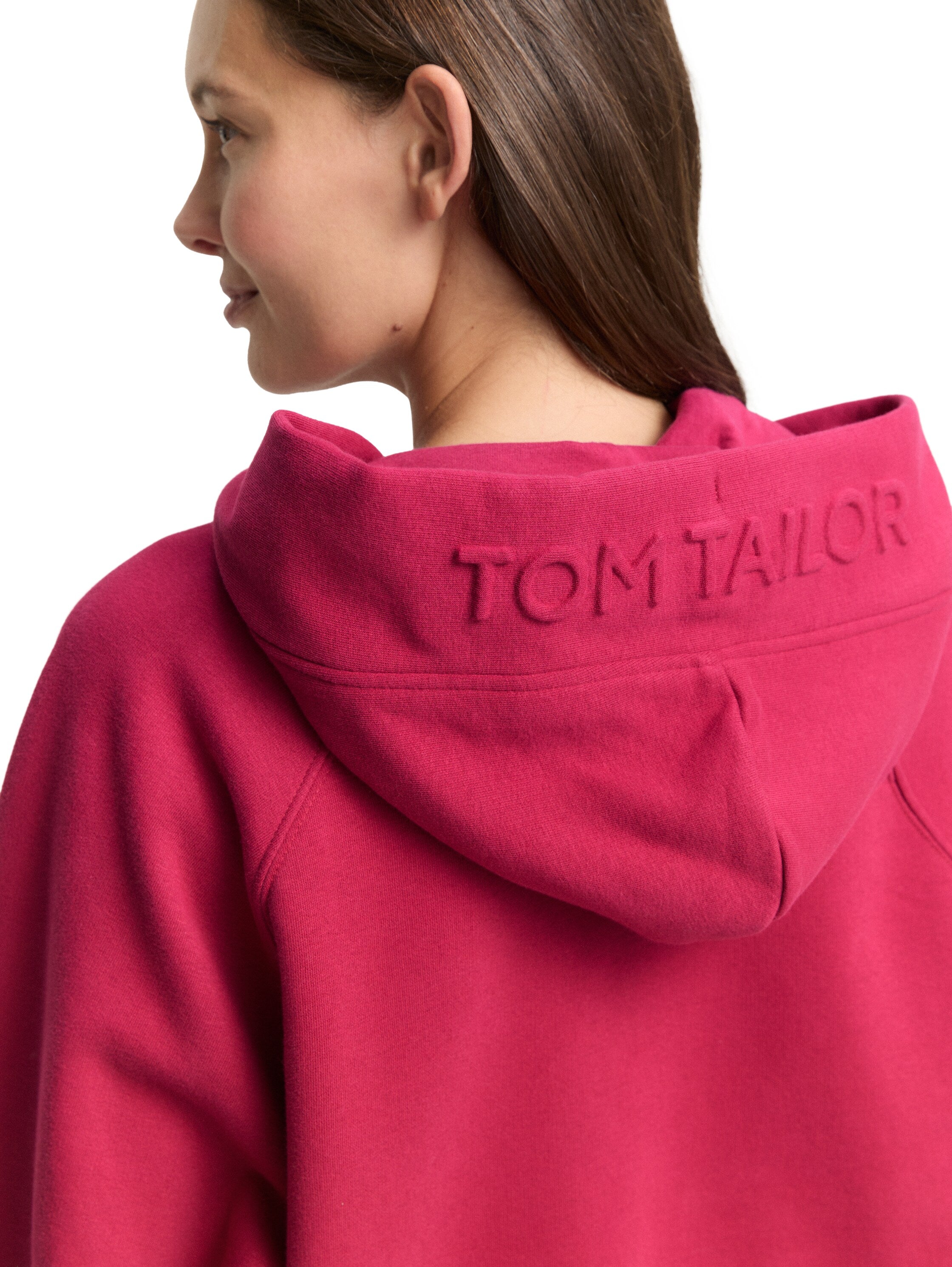 Tom Tailor Denim Female Hoodie Sweatshirt mit Kordelzug und Logoschriftzug
