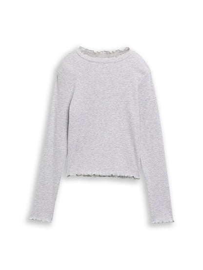 Tom Tailor Kinder Cropped Longsleeve Stehkragen Ripp-Baumwolle Stretch