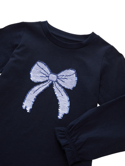 Tom Tailor Denim Kinder Longsleeve mit Wendepailletten und Volant