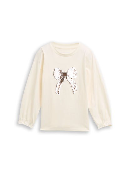 Tom Tailor Denim Kinder Longsleeve mit Wendepailletten und Volant