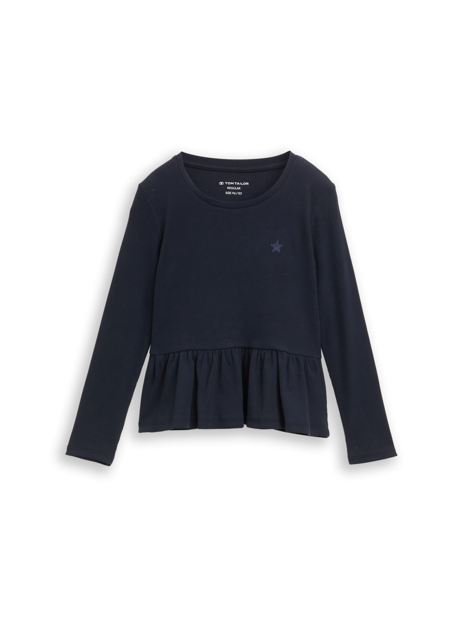 Tom Tailor Denim Kinder Longsleeve mit Volant am Saum und Sternen-Stickerei