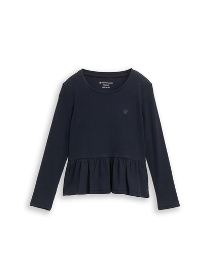 Tom Tailor Denim Kinder Longsleeve mit Volant am Saum und Sternen-Stickerei
