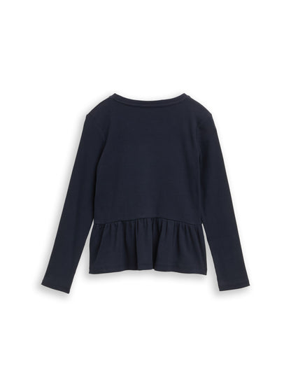 Tom Tailor Denim Kinder Longsleeve mit Volant am Saum und Sternen-Stickerei