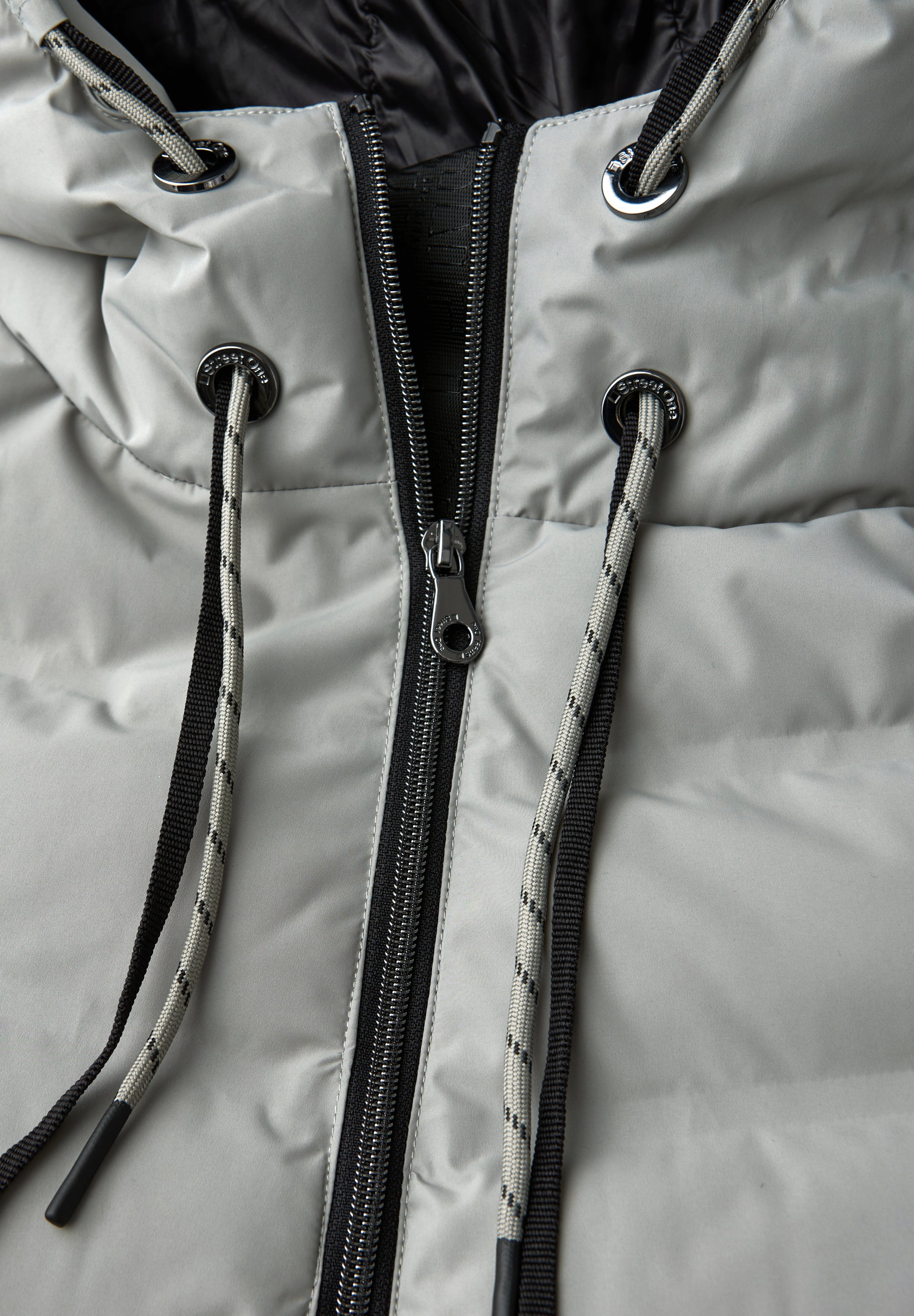 Street One Damen Lange Jacke Kapuze mit Tunnelzug Zipper-Taschen 2-Wege-Reißverschluss