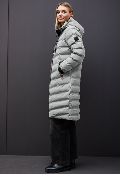 Street One Damen Lange Jacke Kapuze mit Tunnelzug Zipper-Taschen 2-Wege-Reißverschluss