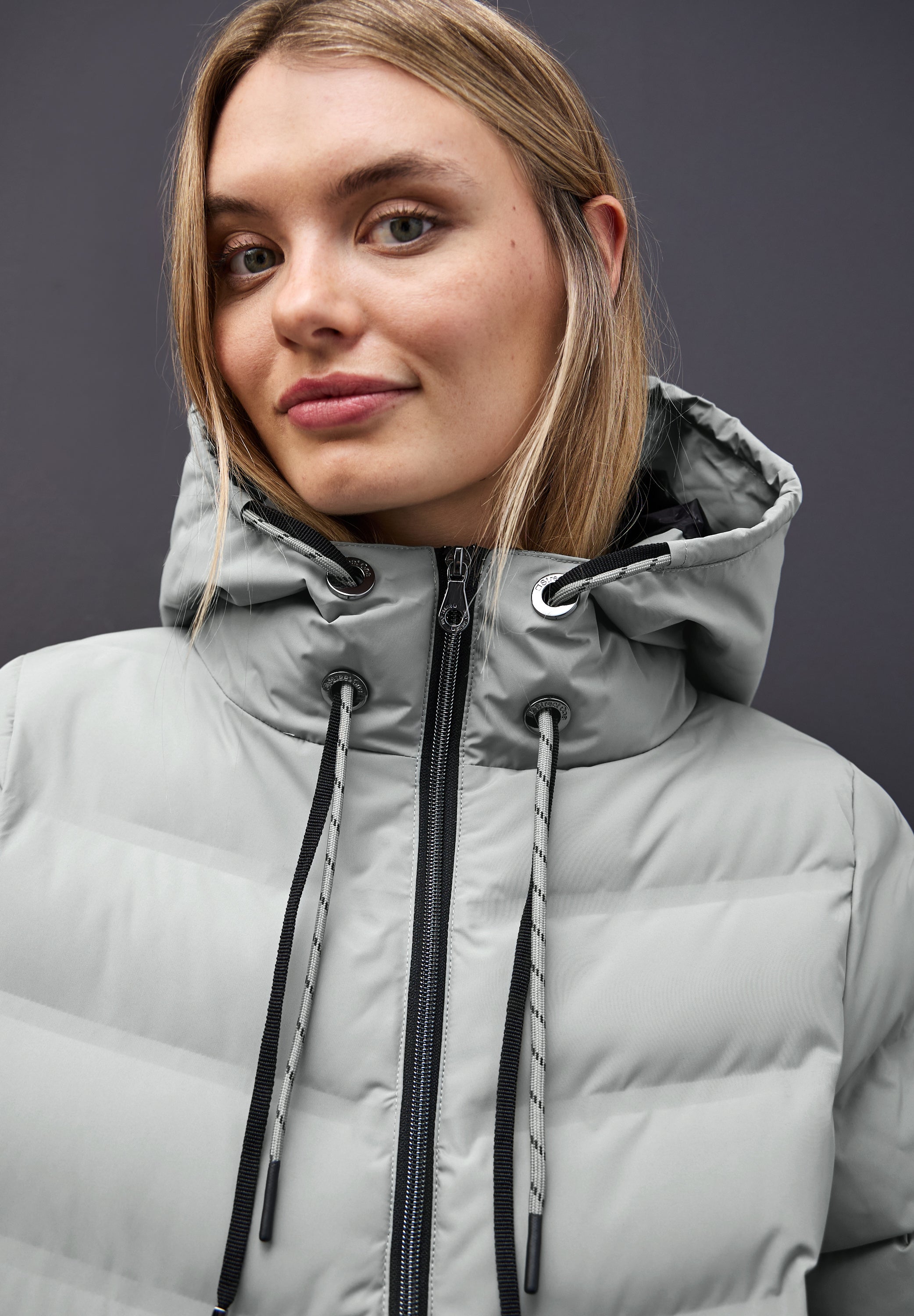 Street One Damen Lange Jacke Kapuze mit Tunnelzug Zipper-Taschen 2-Wege-Reißverschluss
