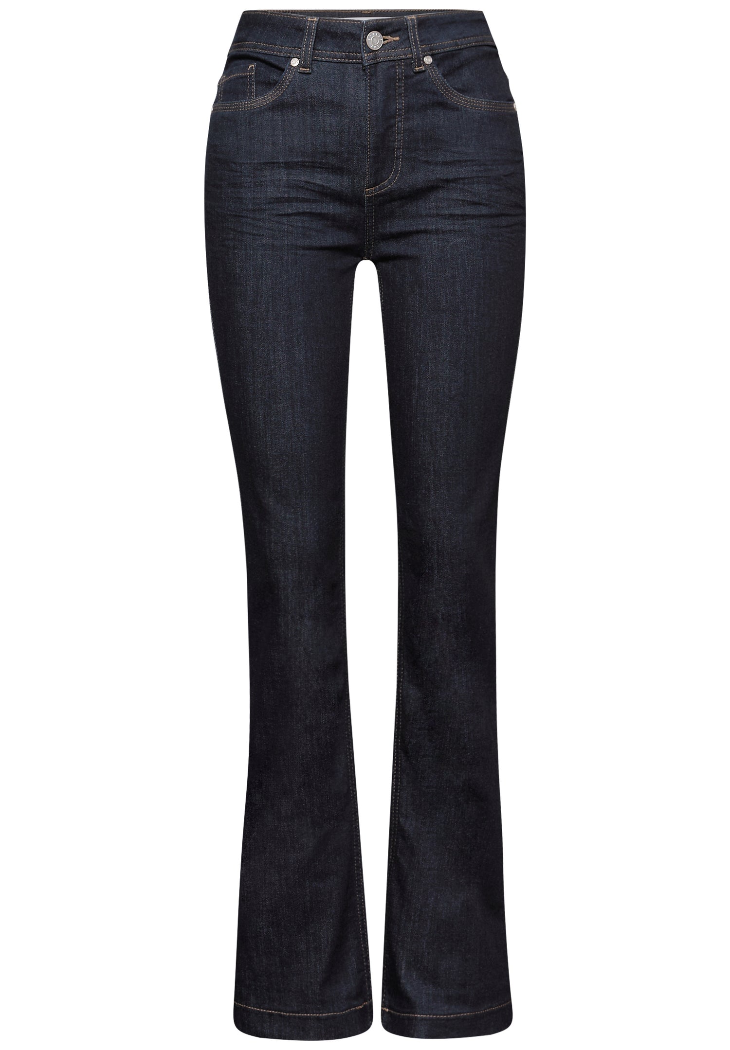 Street One Damen Bootcut Jeans Slim Fit High Waist Rinsed Look Baumwollmix