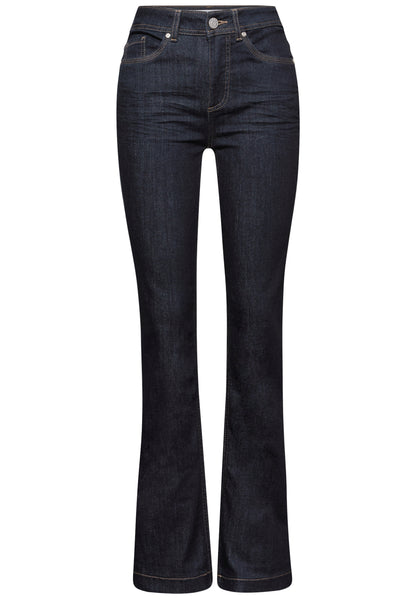 Street One Damen Bootcut Jeans Slim Fit High Waist Rinsed Look Baumwollmix
