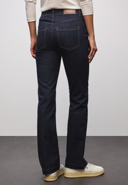 Street One Damen Bootcut Jeans Slim Fit High Waist Rinsed Look Baumwollmix