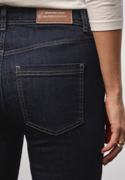 Street One Damen Bootcut Jeans Slim Fit High Waist Rinsed Look Baumwollmix