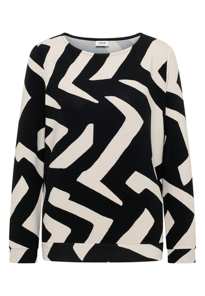 CECIL Damen Langarmshirt Ottoman Shirt U-Boot-Ausschnitt