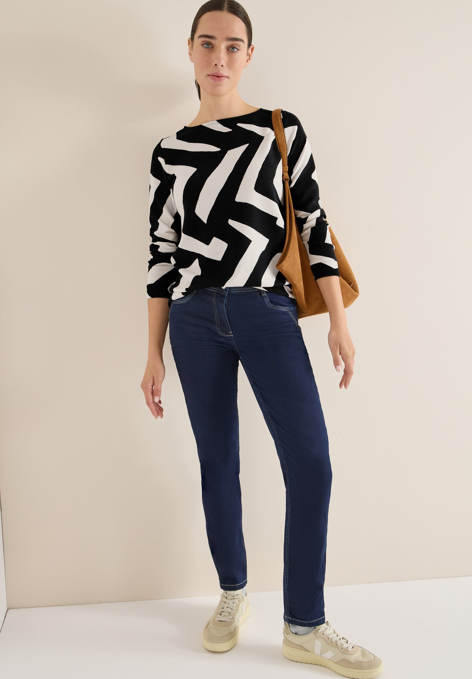 CECIL Damen Langarmshirt Ottoman Shirt U-Boot-Ausschnitt